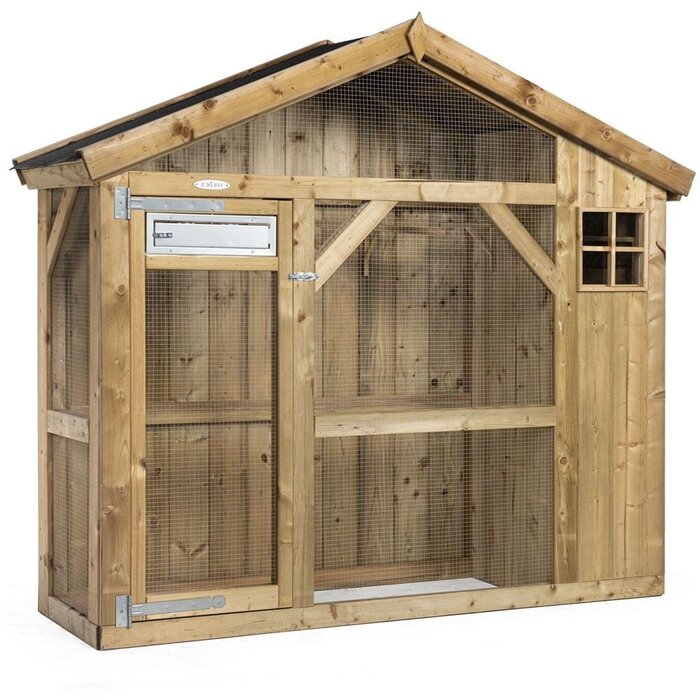 Voldux Volière S2 Links/Rechts - 215 x 70 x 185 cm - Hout - Schuin dak