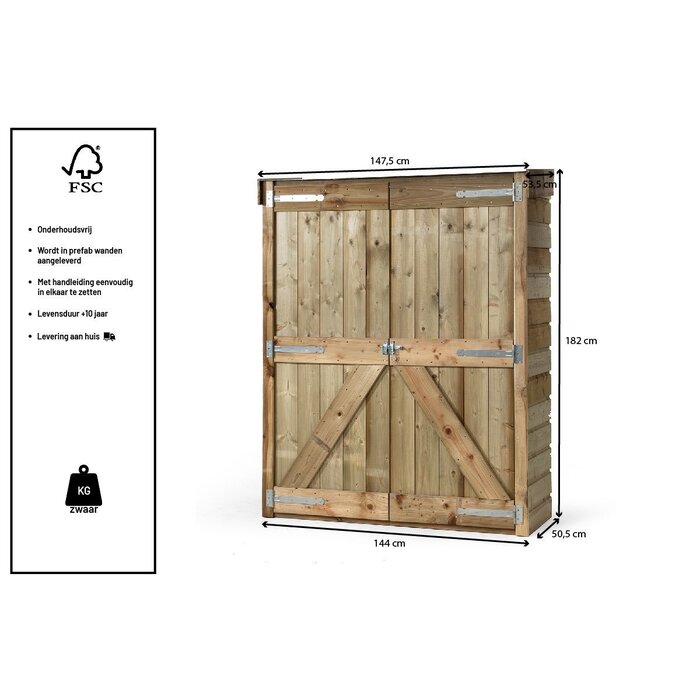 Volente Tuinkast hout - Large / Extra Large - 153 x 182 cm