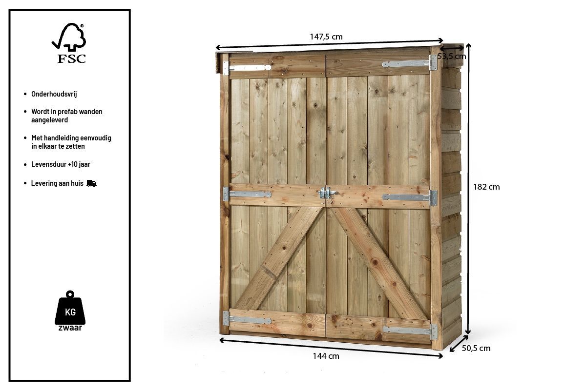 Volente Tuinkast hout - Large / Extra Large - 153 x 182 cm