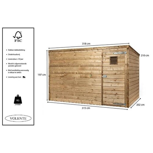 Volente Tuinkast Lucas - 2 maten - 210 cm x 197 cm - Tuinberging- Nederlands product
