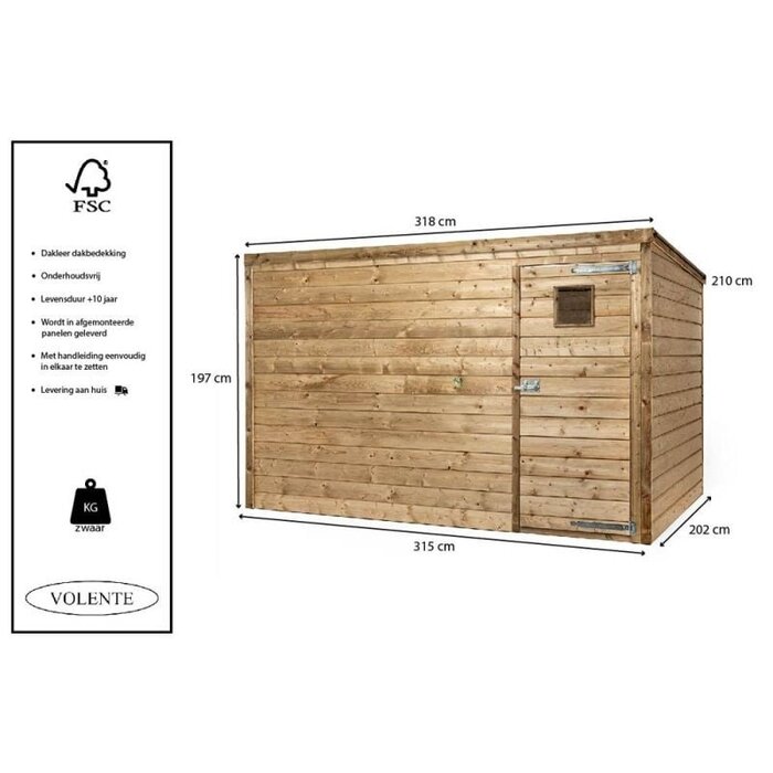 Volente Tuinkast Lucas - 2 maten - 210 cm x 197 cm - Tuinberging- Nederlands product