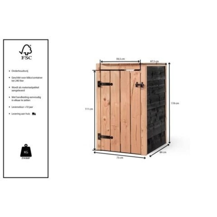 Volente Kliko ombouw - 87.5 cm x 119 cm - Douglas- Container ombouw