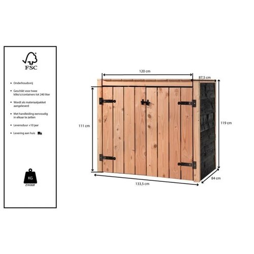 Volente Kliko ombouw - 87.5 cm x 119 cm - Douglas- Container ombouw