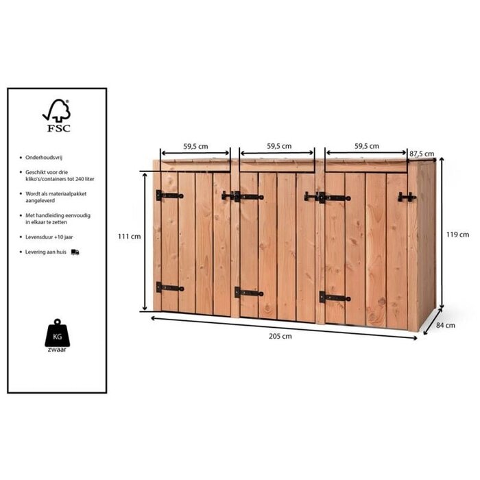 Volente Kliko ombouw - Douglas - 3 maten - 87.5 cm x 119 cm  - Gemaakt in Nederland