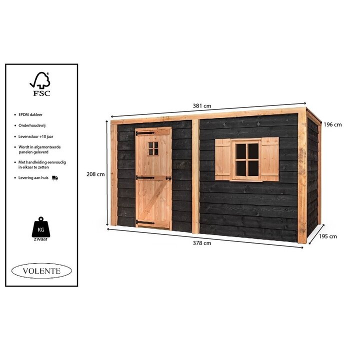Volente Tuinberging Willem - 381 cm x 196 cm x 208 cm - Douglas hout - Nederlands product