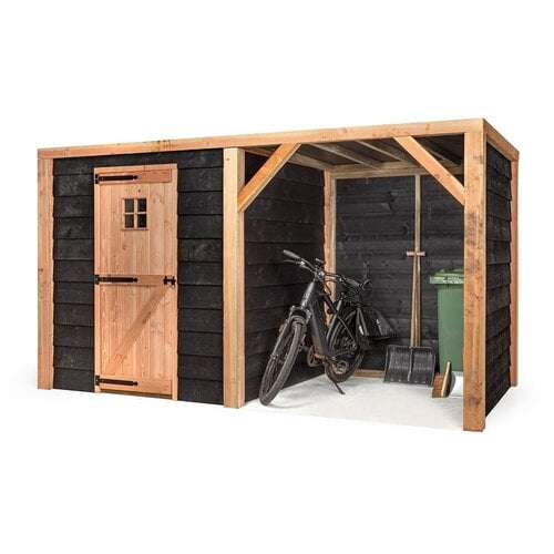 Volente Tuinberging Moos - Schuur met overkapping - 381 x 196 x 208 cm - Gemaakt in Nederland