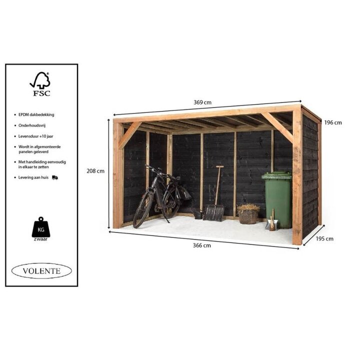 Volente Tuinberging Levi - Overkapping - 369 x 196 x 208 cm - Gemaakt Nederland