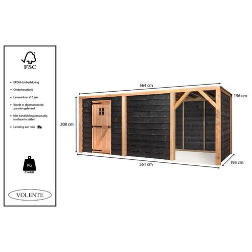 Volente Tuinberging Tijn- Overkapping - 369 x 196 x 208 cm - Gemaakt in Nederland