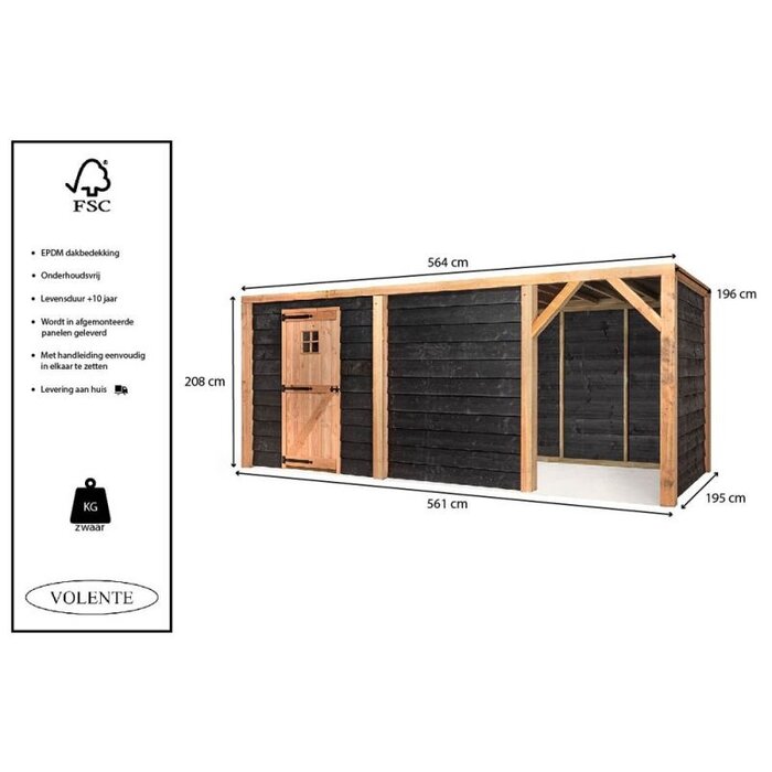 Volente Tuinberging Tijn- Overkapping - 369 x 196 x 208 cm - Gemaakt in Nederland