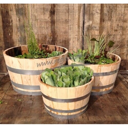 Vatenhandel Stijf Kastanje houten kuipen - 3 stuks - Bloembakken