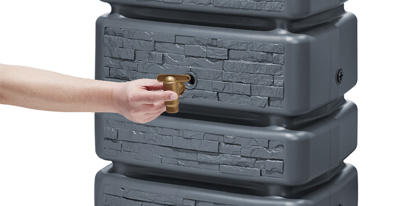 4Rain Slim Stone Decor regenton - 350 liter - Antraciet