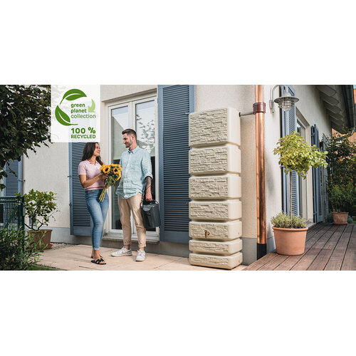 4Rain Slim Stone Decor regenton - 350 liter beige - UV-bestendig