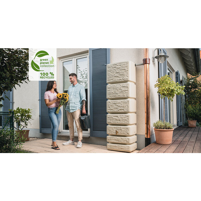 4Rain Slim Stone Decor regenton - 350 liter beige - UV-bestendig