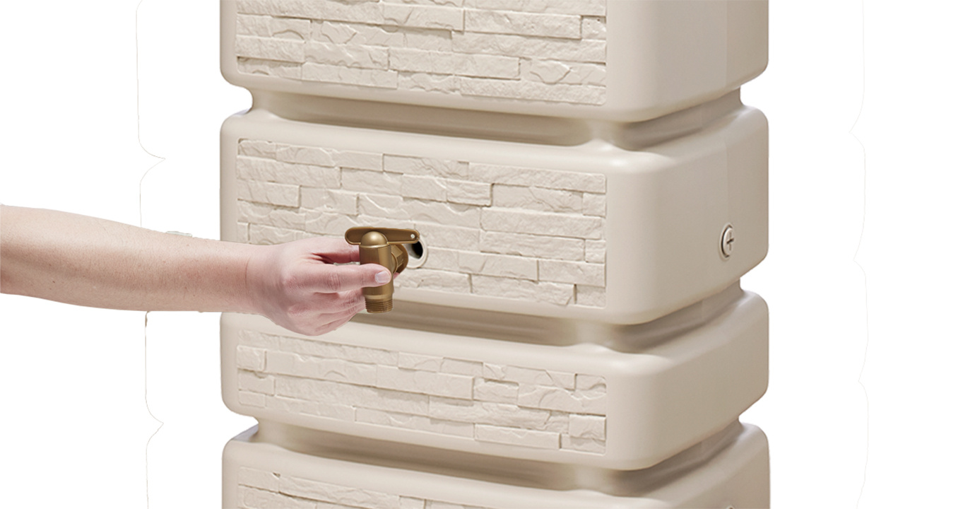 4Rain Slim Stone Decor regenton - 350 liter beige - UV-bestendig
