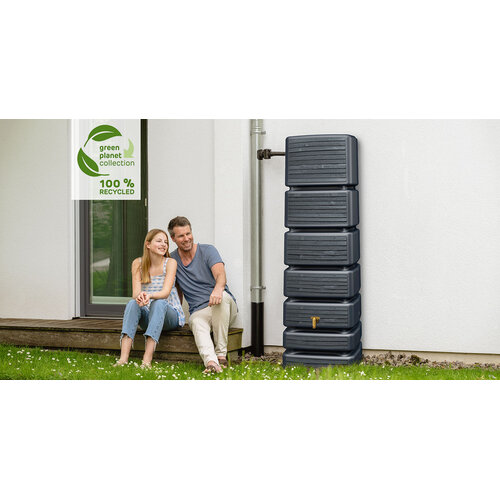 4Rain Slim Wood Decor regenton - 350 liter - Antraciet