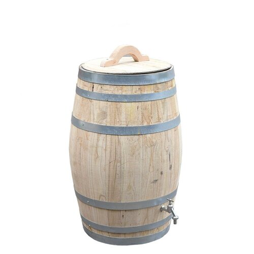 Meuwissen Agro Houten regenton - 100 liter kastanje hout met deksel en kraan.