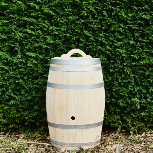 Meuwissen Agro Houten regenton - 100 liter kastanje hout met deksel en kraan.