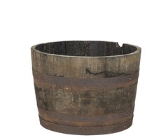 Vatenhandel Stijf Houten kuip - 120 liter - bloembak - half whiskyvat