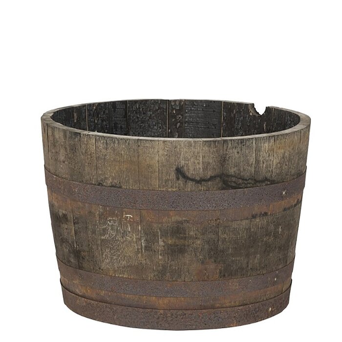 Vatenhandel Stijf Houten kuip - 120 liter - bloembak - half whiskyvat