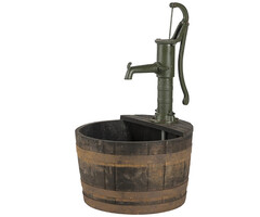 Vatenhandel Stijf Houten kuip - gietijzeren pomp - eikenhout