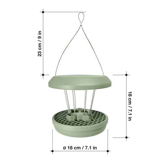 Swissinno Vogelvoeder Zurich - Groen - Opvangbakje - Voor 5 vetbollen