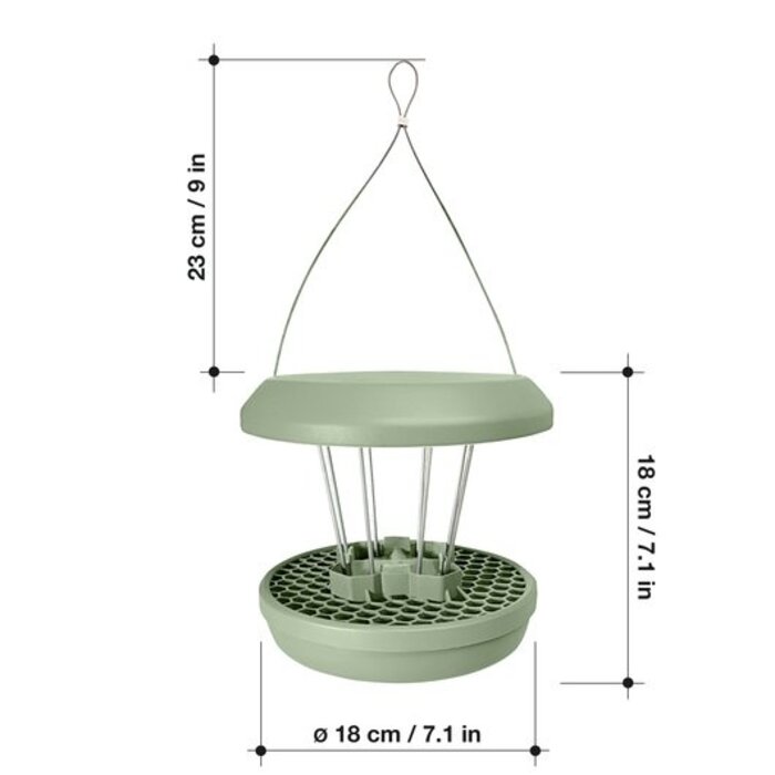 Swissinno Vogelvoeder Zurich - Groen - Opvangbakje - Voor 5 vetbollen