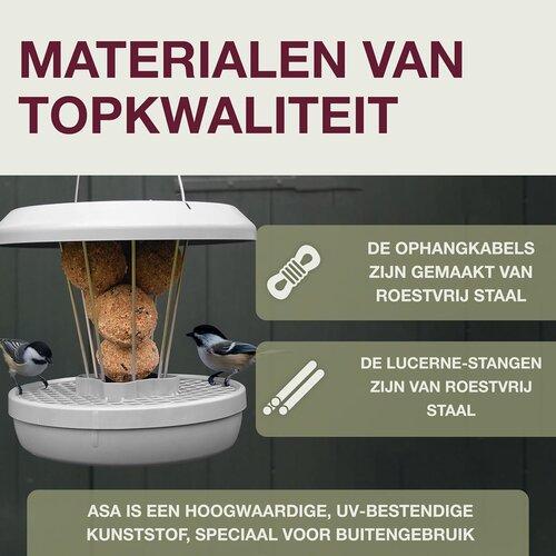 Swissinno Vogelvoederhuisje Lucerne - 3 kleuren - Voor 8 vetbollen