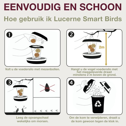 Swissinno Vogelvoederhuisje Lucerne - 3 kleuren - Voor 8 vetbollen