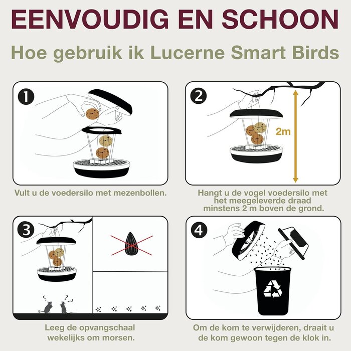 Swissinno Vogelvoederhuisje Lucerne - 3 kleuren - Voor 8 vetbollen