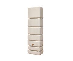 4Rain Slim wandtank regenton - 350 liter beige - Messing tapkraan