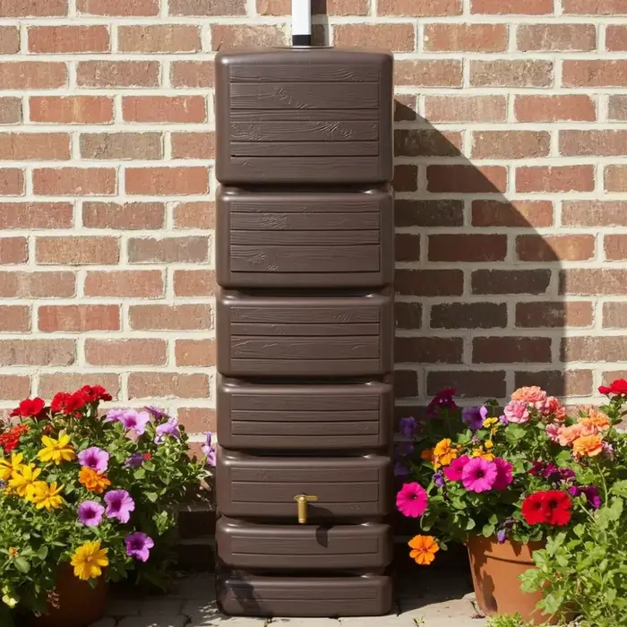 4Rain Slim Wood Decor regenton - 350 liter - Wandtank