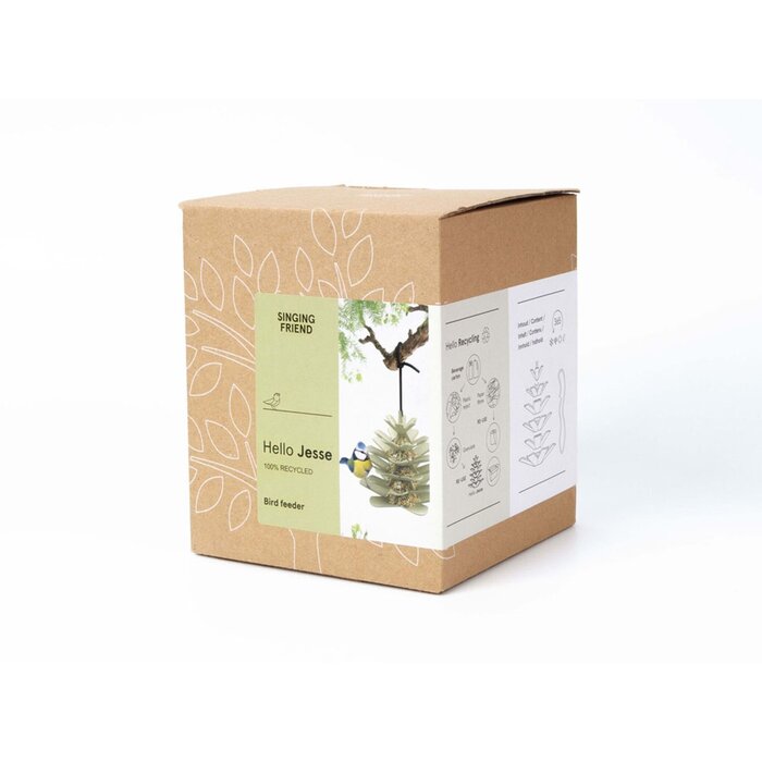 Singing Friend Jesse voedersilo - Dennenappel - Groen/Grijs - Uniek