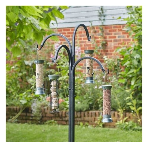 Smart Garden Products Tuinstandaard 4 haken - voedersilo's - metaal - zwart