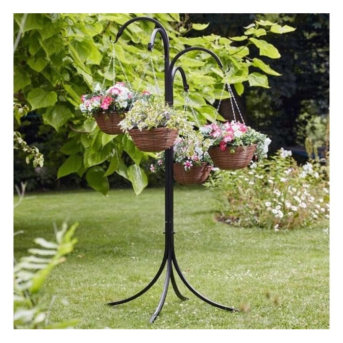 Smart Garden Products Tuinstandaard 4 haken - voedersilo's - metaal - zwart