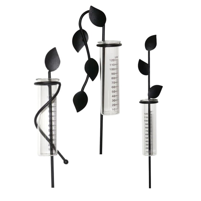 Meuwissen Agro Zwarte regenmeter - Decoratief blad - Inclusief glaasje - 120 cm