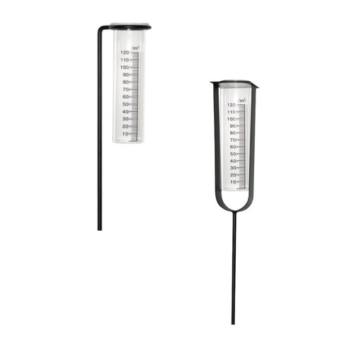 Meuwissen Agro Zwarte metalen regenmeter op standaard - Inclusief glaasje - 120 cm