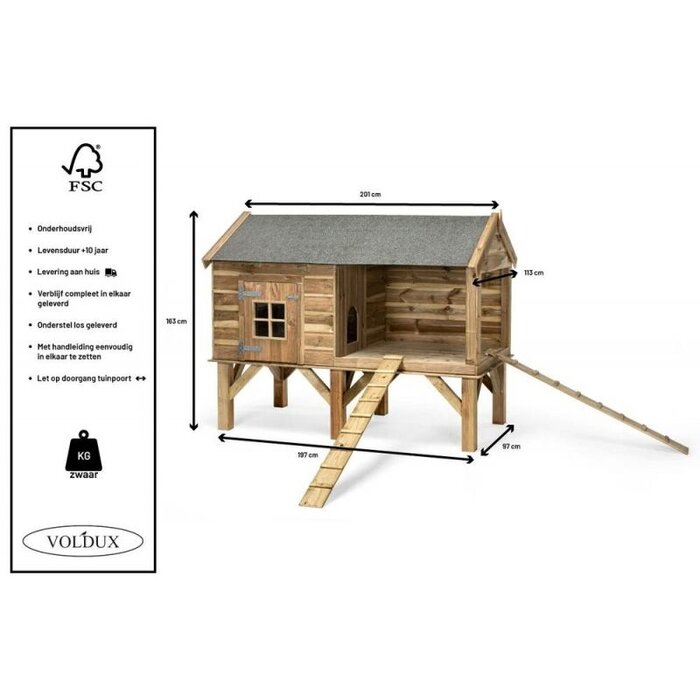 Voldux Dierenverblijf Dennis & David - 201 x 113 x 163 cm - Bruin of zwart