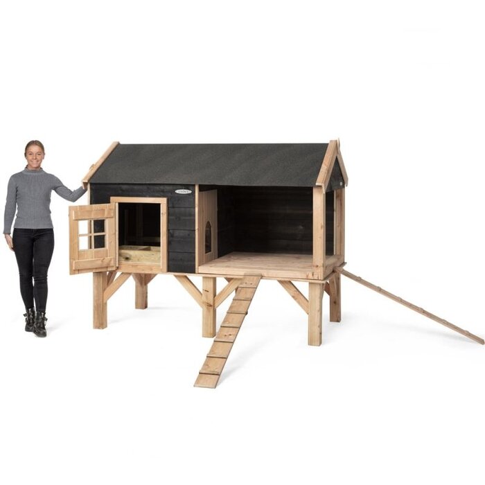 Voldux Dierenverblijf Dennis & David - 201 x 113 x 163 cm - Bruin of zwart