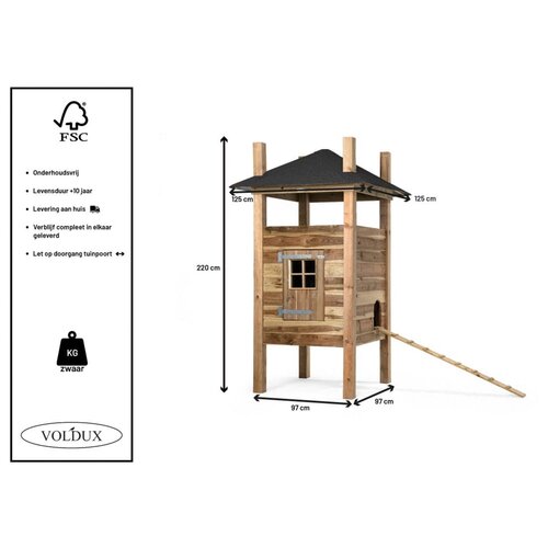 Voldux Hooiberg kippenhok Fem - 125 x 125 x 225 cm - Inclusief hooiopslag