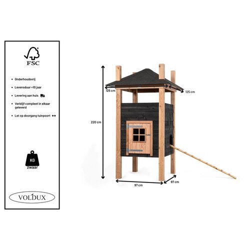 Voldux Hooiberg kippenhok Teun - 125 x 125 x 225 cm - Inclusief hooiopslag