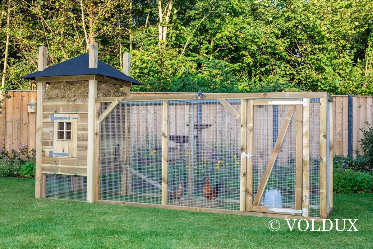 Voldux Hooiberg kippenhok Fem XL - 411 x 125 x 225 cm - Inclusief ren