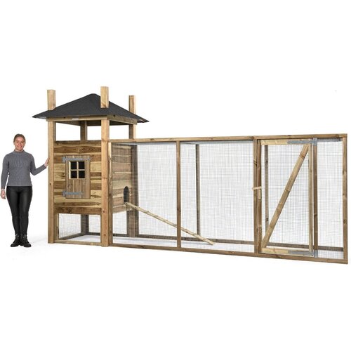 Voldux Hooiberg kippenhok Fem XL - 411 x 125 x 225 cm - Inclusief ren