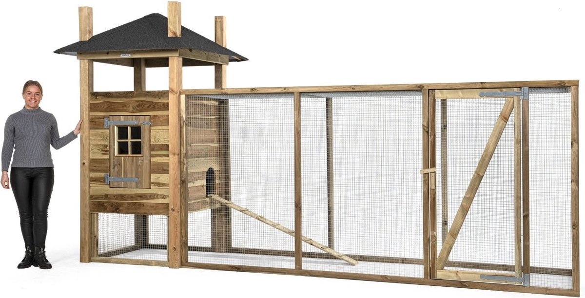 Voldux Hooiberg kippenhok Fem XL - 411 x 125 x 225 cm - Inclusief ren