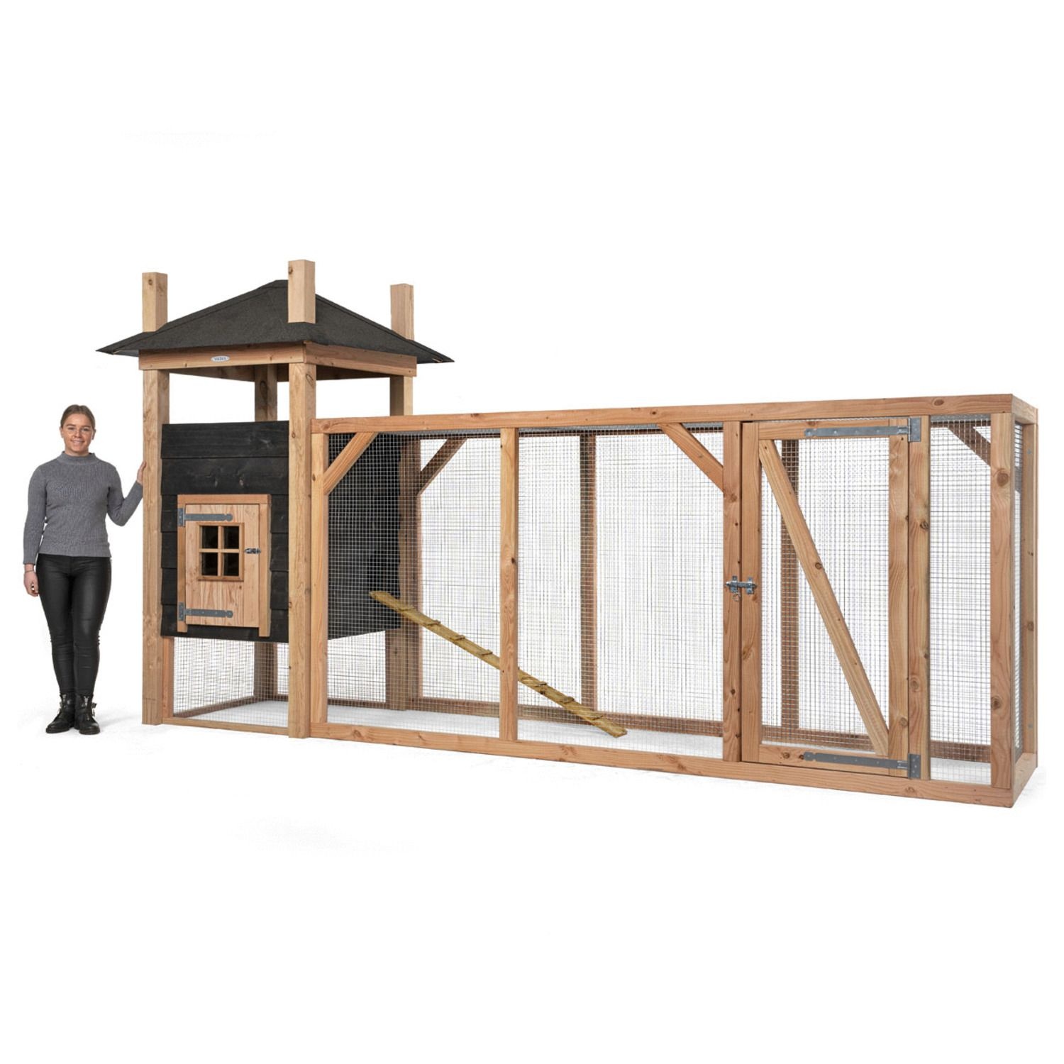 Voldux Hooiberg kippenhok Tom XL - 411 x 125 x 225 cm - Inclusief ren
