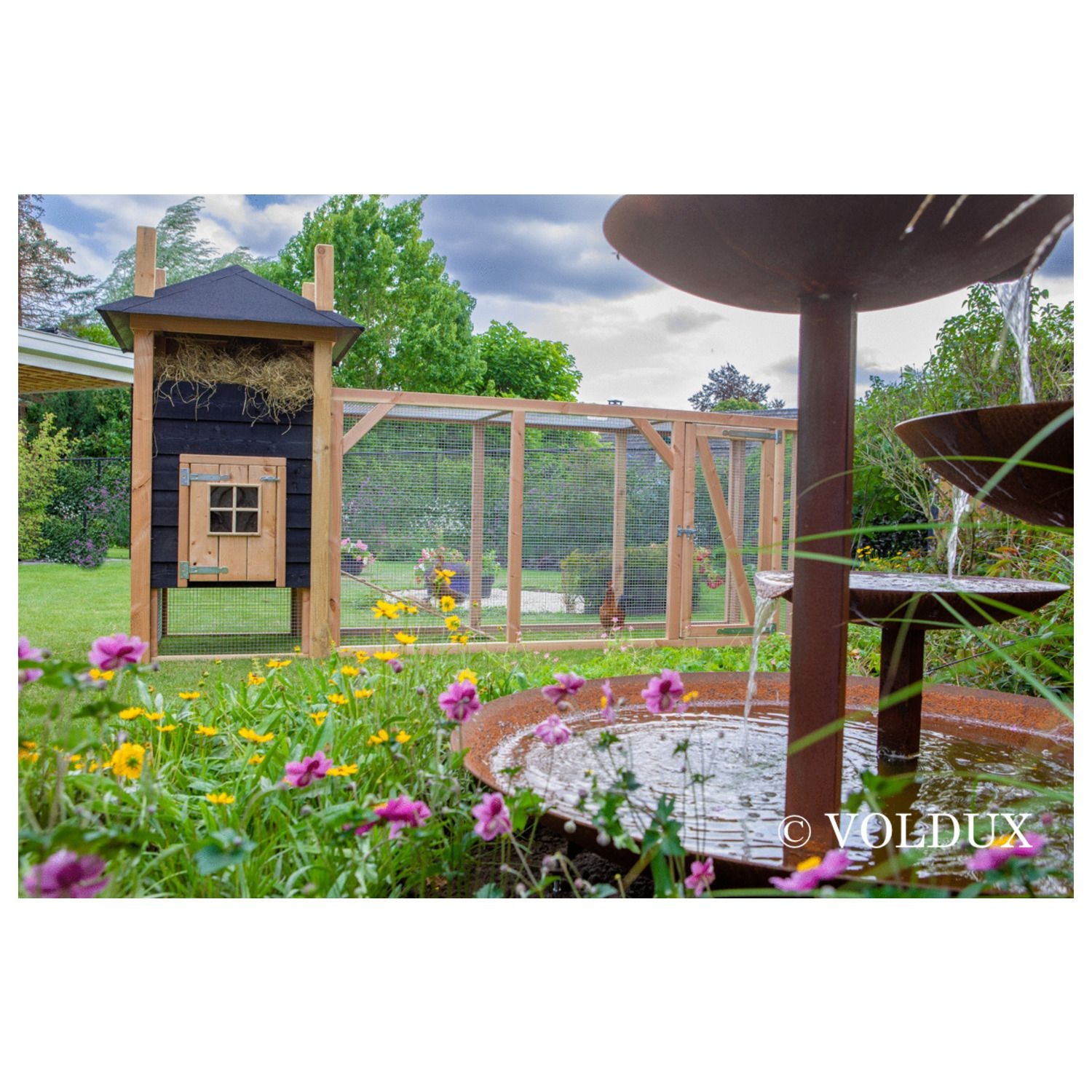 Voldux Hooiberg kippenhok Tom XL - 411 x 125 x 225 cm - Inclusief ren