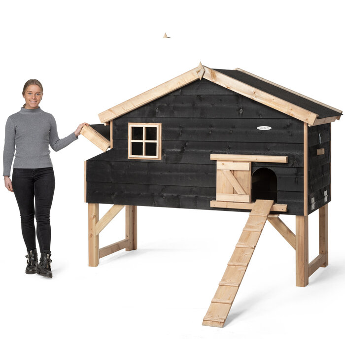 Voldux Kippenhok Jens XL - 204 x 90 x 165 - Zwart rabat - Douglashout