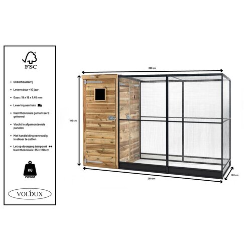 Voldux Volière Thomas - 289 x 220 x 190 cm - Zwart aluminium