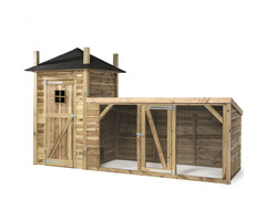 Voldux Hooiberg kippenhok Lotte - 392 x 150 x 235 cm - Inclusief ren