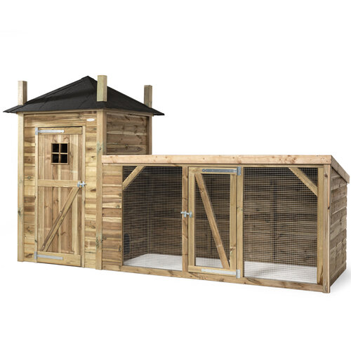 Voldux Hooiberg kippenhok Lotte - 392 x 150 x 235 cm - Inclusief ren