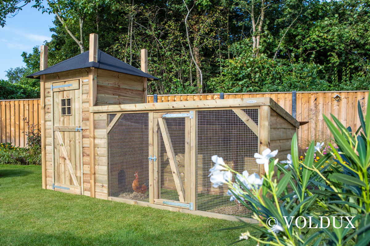Voldux Hooiberg kippenhok Lotte - 392 x 150 x 235 cm - Inclusief ren